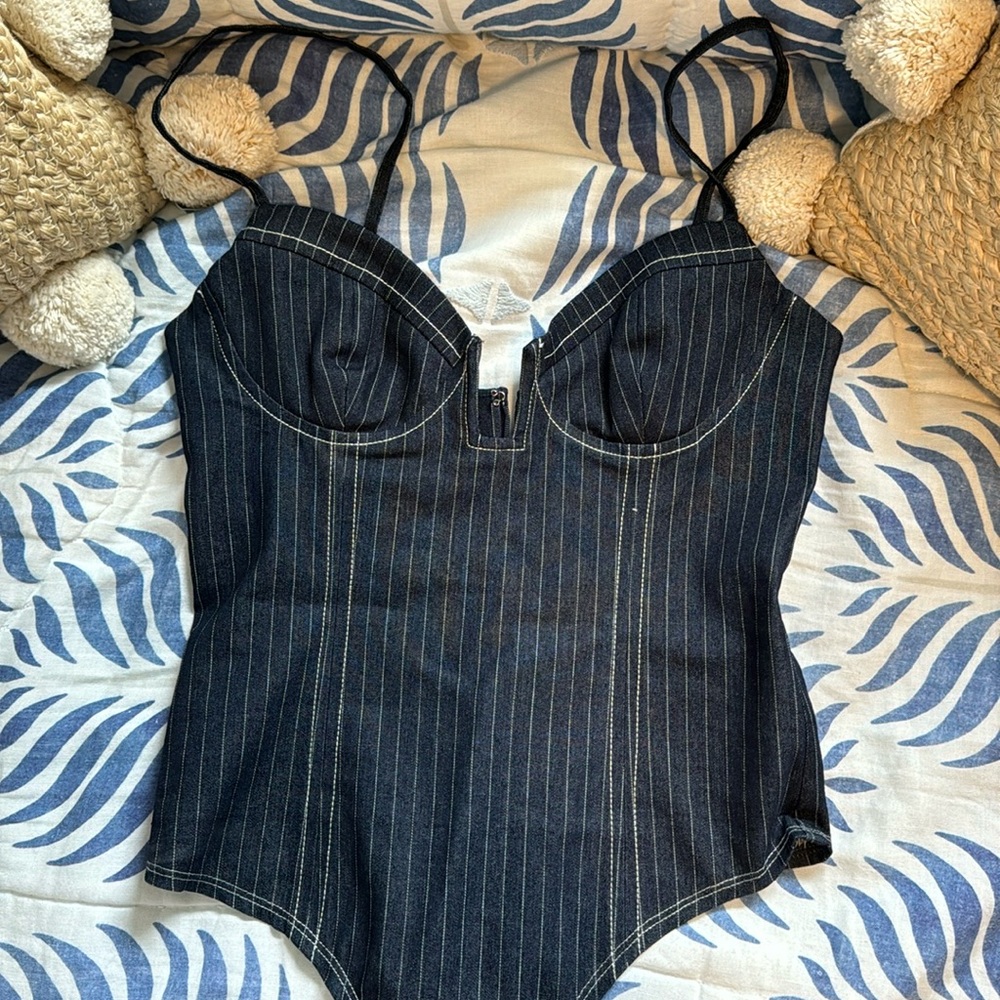 NWT LOVERS AND FRIENDS REVOLVE DENIM BODYSUIT